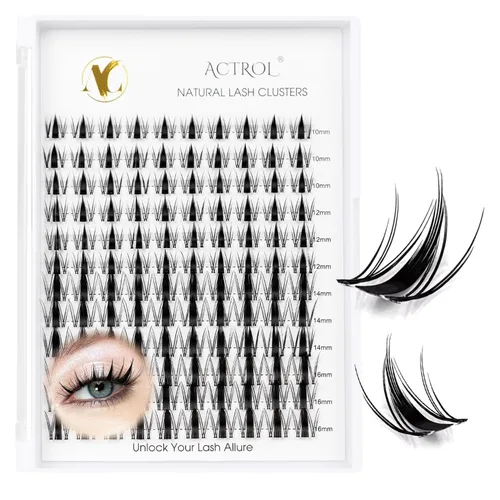 Vista 20 de ACTROL Pestañas de anime con forma de pluma, extensiones de racimo de pestañas naturales de manga individual