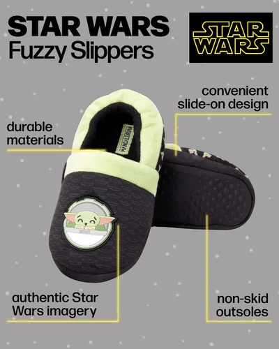 Vista 2 de Disney Pantuflas de Star Wars para niños pantuflas peludas de Mandalorian Baby Yoda suela antideslizante niños pequeñosgrandes