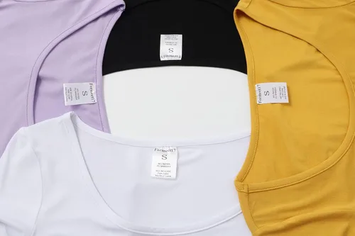 Vista 6 de Formeet17 4 piezas de camisetas cortas básicas con cuello redondo y manga casquillo para mujer