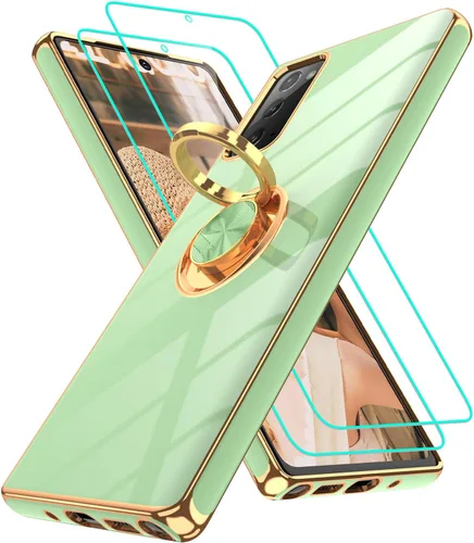Vista 341 de Funda para Motorola Moto G 5G 2024: Funda Moto G Play 5G 2024 con 2 piezas de protectores de pantalla, soporte de anillo de rotación de 360°