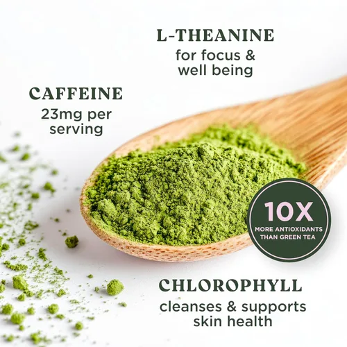 Vista 6 de The Harmony Matcha Lavender (bolsa de 7.05 onzas - 20 porciones) Polvo de matcha japonés premium, rico en antioxidantes y L-teanina, endulzado