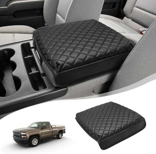 Vista 9 de KBH Funda para reposabrazos de consola central para Chevy Silverado y GMC Sierra 1500 2500 3500 2014-2018, de vinilo y cuero, accesorios para tapa