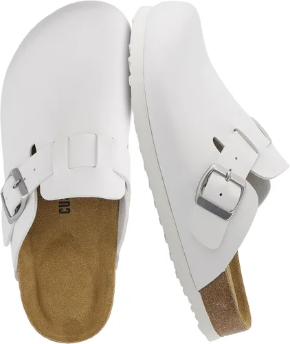 Vista 23 de CUSHIONAIRE - Zuecos Hana para mujer, cómodos zuecos de gamuza vegana, zapatos sin cordones con plantilla de corcho y soporte de arco, espuma