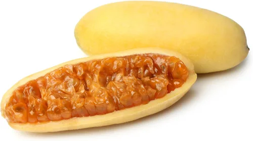 Vista 6 de 10 semillas de plátano maracuyá rosa pasiflora mollissima piel amarilla pulpa naranja vid