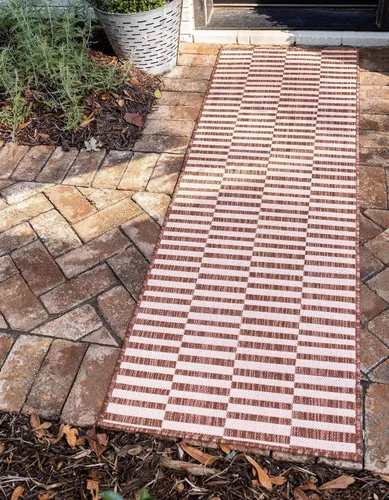 Vista 43 de Unique Loom Outdoor Striped Collection - Alfombra a rayas (4' 1" x 6' 1" Rectángulo, azul/marfil)