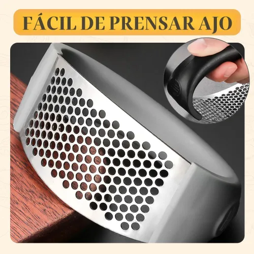 Vista 2 de Prensa de ajo de acero inoxidable 2025 mejorada, utensilio de cocina para el hogar (1, negro)