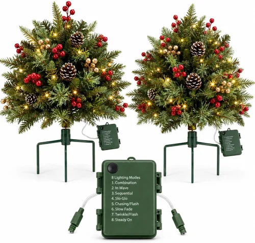 Vista 8 de CHILLSUN Árbol de Navidad artificial preiluminado de 6 pies con luces LED Árbol de Navidad preiluminado de 6 pies con luces LED blancas cálidas