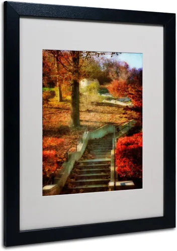 Vista 7 de Trademark Fine Art Escalera de otoño enmarcada enmarcada de Lois Bryan con marco negro, 11 x 14 pulgadas