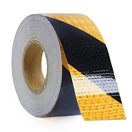 Vista 9 de Rollo de cinta de seguridad reflectante impermeable de 2" x 150 pies de largo, amarillo y negro, DOT C2, tiras reflectoras de seguridad
