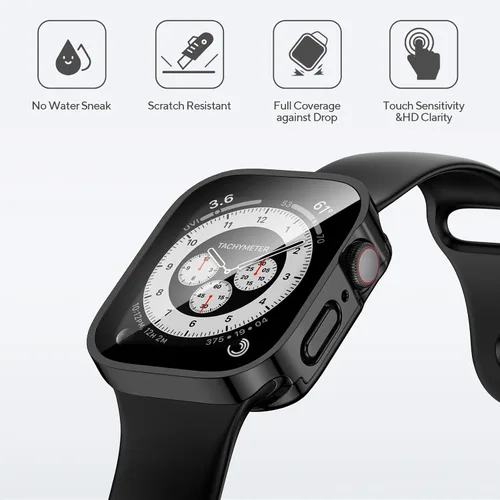 Vista 2 de Paquete de 4 fundas impermeables compatibles con Apple Watch de 1.732 pulgadas (1.732 in) Series 6/5/4/SE con protector de pantalla de vidrio