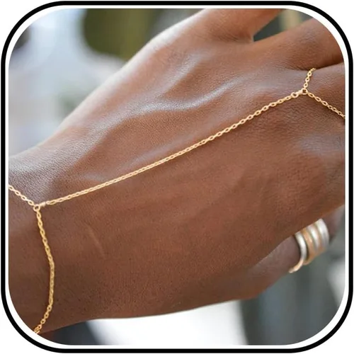 Vista 18 de Long tiantian Pulsera de cadena de mano, pulseras de oro para mujer, pulseras de cadena de eslabones de moda, anillo de dedo, pulsera de esclavos