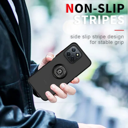 Vista 7 de QUIETIP Funda para Redmi 15C/Poco C85 con protector de pantalla, anillo magnético translúcido mate para montaje en coche, negro