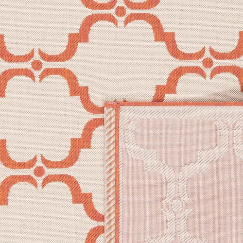Vista 3 de SAFAVIEH Alfombra lavable al aire libre Courtyard Collection - 9 x 12 pies, beige y terracota, no desprende pelusa y fácil limpieza, ideal