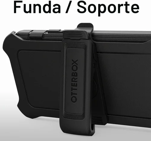 Vista 6 de OtterBox Funda para iPhone 14 Pro (solamente) Defender Series, color negro, resistente y duradero, con protección de puerto, incluye soporte de clip