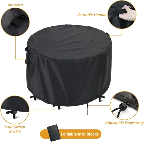 Vista 3 de Kingling Fundas impermeables para muebles de patio, fundas redondas para mesa de patio de 42 pulgadas, resistentes al aire libre, para comedor