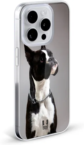 Vista 2 de Head Case Designs Funda de gel suave tipo bóxer de perros en blanco y negro y con papel tapiz a juego compatible con Apple iPhone 7 Plus/iPhone 8