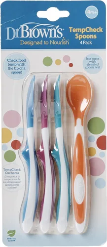Vista 2 de Dr. Brown's TempCheck - Cucharas que cambian de color de temperatura para bebés y niños pequeños, sin BPA, 4 unidades (paquete de 12)