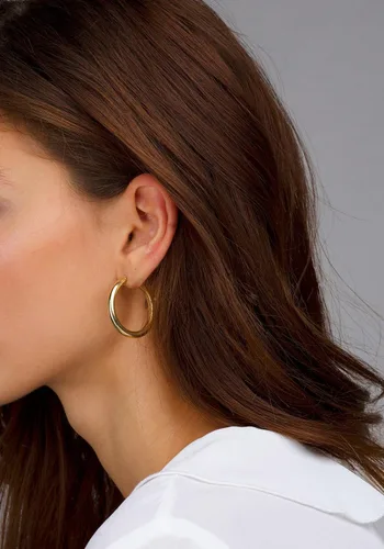 Vista 51 de Aretes de aro gruesos de oro para mujer, chapados en oro de 14 quilates, aretes de aro triple, hipoalergénicos, a la moda, aretes de aro gruesos