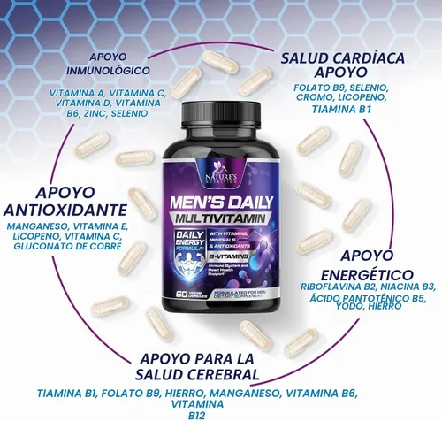 Vista 6 de Multivitamínico para hombres – Once Daily Multivitaminas para hombre – Multivitaminas completas con biodisponibilidad óptima de vitaminas