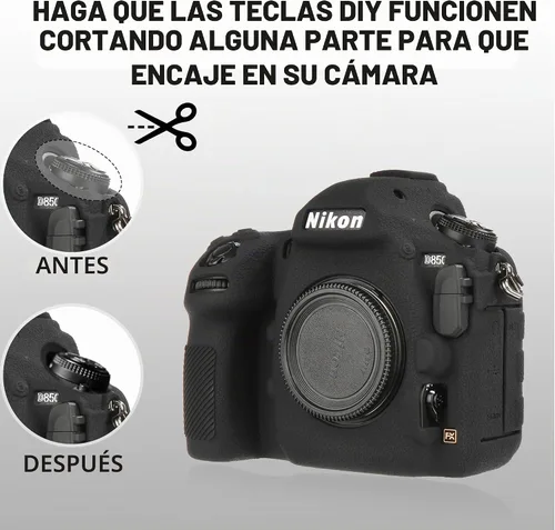 Vista 6 de Funda de cámara para Nikon D850 - Funda protectora de silicona para DSLR, jaula desmontable, a prueba de golpes, a prueba de polvo (negro)
