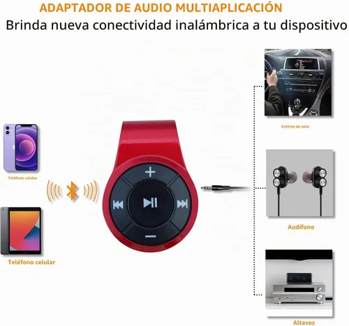 Vista 4 de Receptor Bluetooth para auriculares, auriculares, altavoz o audio de coche, con micrófono para llamadas manos libres y música.
