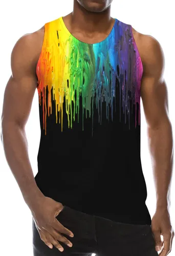 Vista 2 de Loveternal Camiseta sin mangas con estampado 3D para hombre, de verano, informal, de poliéster, gimnasio, entrenamiento, culturismo, camisetas sin