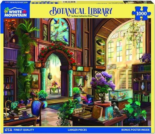 Vista 2 de White Mountain Rompecabezas de 1000 piezas con libros de lectura acogedores con piezas grandes para adultos y familia de 24 x 30 pulgadas