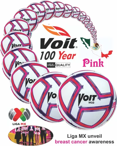 Vista 4 de Voit Balón de fútbol tamaño 5, pelota rosa termosellada de calidad FIFA para pelotas de fútbol de la Liga MX, diseño de vejiga de butilo de 20