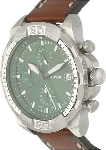 Vista 2 de Fossil Bronson Reloj casual de cuarzo para hombre con correa de acero inoxidable o cuero, Reloj cronógrafo Bronson
