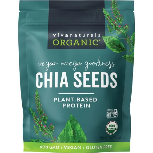 Vista 9 de Viva Naturals Semillas orgánicas de chia, 1 lb (454 g) – Omega-3 de origen vegetal y proteína vegana, sin gluten y sin OGM, perfectas para batidos