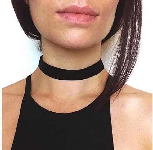 Vista 3 de Doubnine Gargantilla gruesa de terciopelo negro con cuello liso, collar ancho gótico, regalo de joyería (0.8 pulgadas) (0.8 pulgadas), Zinc, No es