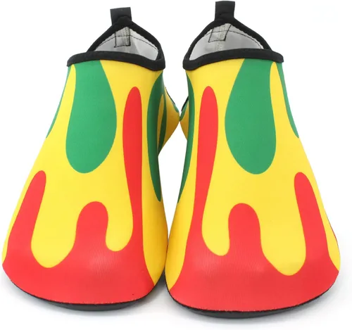 Vista 4 de VOARYISA Zapatos de agua para mujeres y hombres de secado rápido, zapatos de playa para surf al aire libre, yoga, ejercicio, bandera de Jamaica