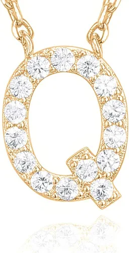 Vista 55 de PAVOI 14K White Gold Plated Cubic Zirconia Initial Necklace Letter Dainty Necklaces for Women