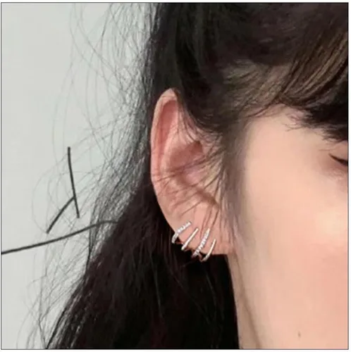 Vista 4 de Aretes de aro de oro de moda para mujer, chapados en oro de 14 quilates, aretes de plata de ley con circonitas cúbicas AAAA+, aretes de aro dobles