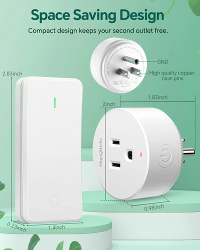Vista 7 de Adaptador de Enchufe con Control Remoto, Interruptor Inalámbrico, Mini Enchufe Remoto para Luces y Electrodomésticos, Interruptor ON/OFF 15A/1500W