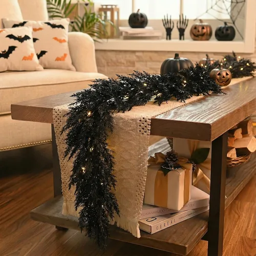 Vista 3 de Valery Madelyn 6ft Artificial Norfolk Pine Halloween Garland for Mantle Black