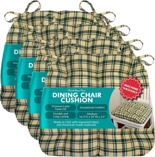 Vista 53 de Barnett Almohadilla para silla de comedor con lazos. Gamuza microfibra, microgamuza, reversible, relleno de espuma de látex, se puede lavar a Negro