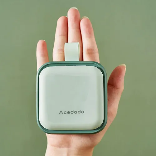 Vista 8 de Pastillero pequeño, lindo pastillero – Acedada Travel Daily Pastillero, contenedor portátil de píldoras bonito para bolsillo, soporte compacto
