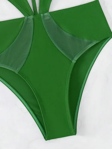 Vista 5 de MakeMeChic Traje de baño de una pieza con tiras recortadas para mujer