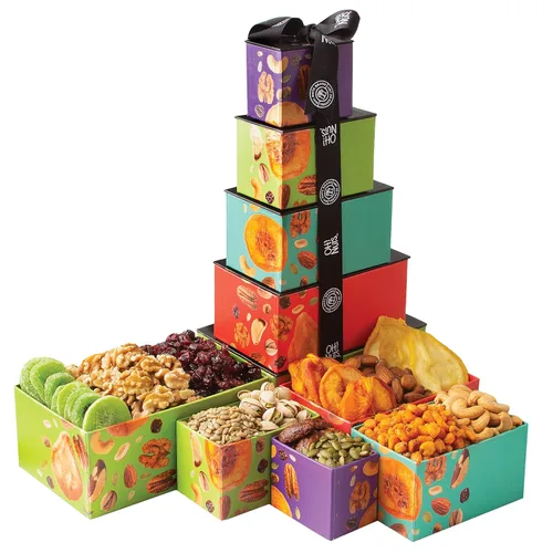 Vista 11 de Oh! Nuts Canasta de regalo de frutas secas y nueces - XL 18 variedades de frutas y nueces gourmet surtidas - Caja de regalo para las fiestas - Caja
