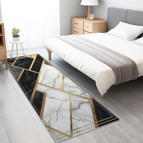 Vista 9 de Runners Rug for Hallways 2'x5' Non Slip Indoor Outdoor Runner Rug for Entryway, Retro Geometric Lines Printed Faux Wool Floor Washable Carpet Runner