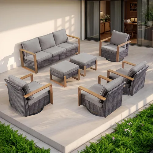 Vista 41 de Rilyson Sofá de mimbre para patio al aire libre, sofá de muebles de patio de ratán con marco resistente, mimbre de polietileno para todo