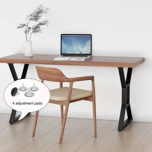 Vista 6 de Patas de metal para mesa, patas de escritorio y muebles resistentes, juego de 2 industriales modernos (28 pulgadas de altura, 23.6 pulgadas de ancho)
