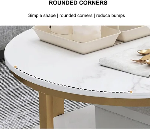 Vista 2 de Mesa Marble Oval Coffee Table Nordic Creative Metal Side Table Fashion Wrought Iron Center Table w/Metal e Home Living Room Furniture Black
