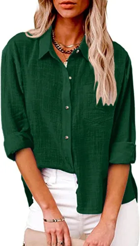 Vista 68 de SMIDOW Camisa de algodón y lino con botones para mujer
