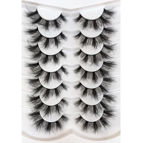 Vista 88 de Pooplunch - Pestañas postizas estilo ojo de gato, extensión de volumen 8D natural, finas, cortas, de visón sintético, tiras de pestañas postizas