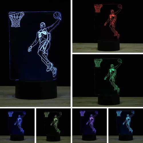 Vista 2 de XIEHE Luz nocturna LED de ilusión 3D, 7 colores de cambio gradual con interruptor táctil, lámpara de mesa USB para regalos de vacaciones