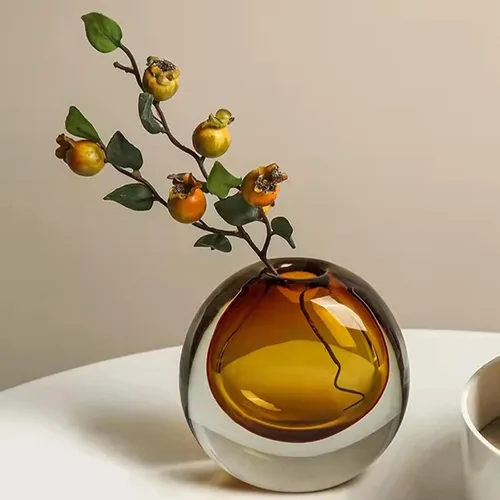 Vista 5 de Jarrón de vidrio ámbar para centros de mesa, ramos de decoración del hogar, boda, despedida de soltera, jarrón transparente para decoración