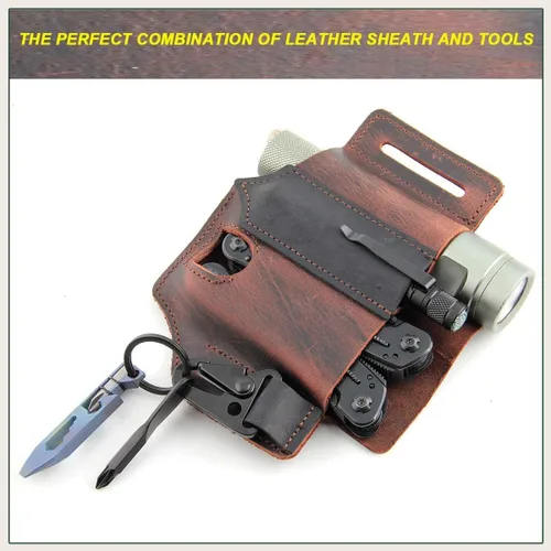 Vista 8 de Funda multiherramienta para cinturón organizador de bolsillo EDC de cuero por LIPOUD