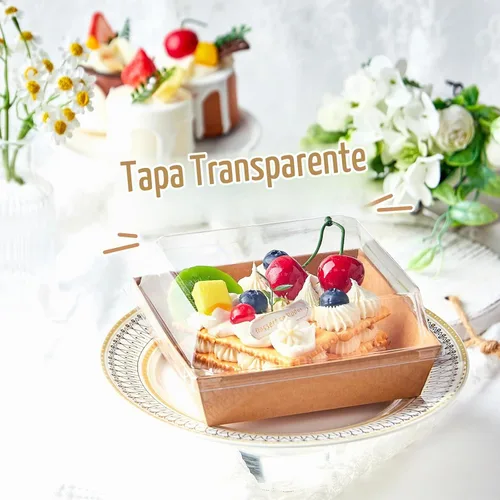 Vista 6 de Kucoele Paquete de 20 Cajas Pequeñas de Charcutería con Tapas Transparentes, Cajas de Papel para Postres Para Llevar, Cajas de Panadería